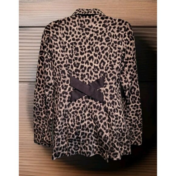 Cabi Black Gray Leopard Print 1 Button Knit Blazer Stretch Pockets Sz 2 - Picture 5 of 8